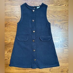 ZARA Girls Solid Black Knit Sleeveless A-Line Dress Heart Buttons Size 10